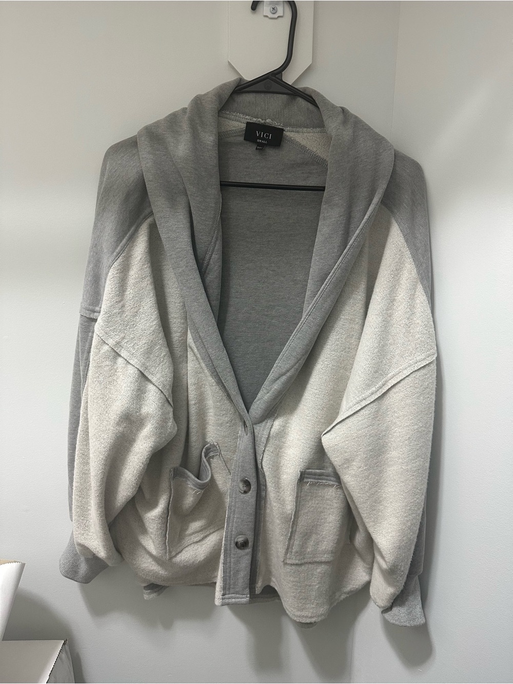VICI Light Gray oversized Cardigan